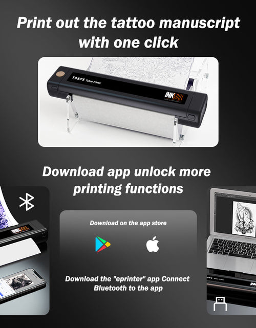 Load image into Gallery viewer, INKSOUL® T08FS Wireless Tattoo Transfer Stencil Printer-Can print shadows
