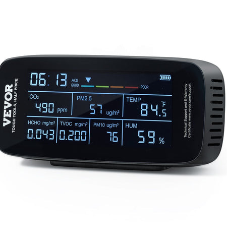 Air Quality Monitor 9-IN-1, CO2, Temperature, Humidity, Formaldehyde TVOC AQI Tester, Professional PM2.5 PM10 PM1.0 Particle Counter for Indoor/Outdoor, Air Quality Meter w/Alarm Thresholds