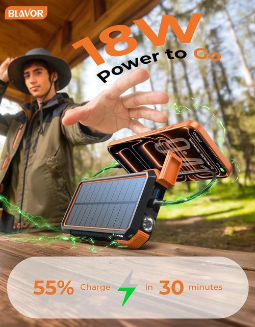 Load image into Gallery viewer, Solar Power Bank, 𝗣𝗗𝟭𝟴𝗪 𝐐𝐂𝟑.𝟎 Fast Charging 10W Wireless Charger 20000Mah Solar Powered Powerbank with Type C Input/Output, IPX5 Waterproof, Camping Flashlight, Compass, Carabiner

